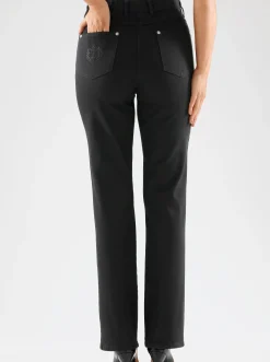 Jeans| 5-Pocket-Jeans mit innenliegendem Dehnbund schwarz