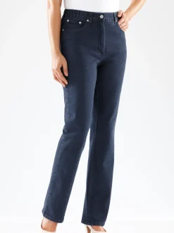Jeans| 5-Pocket-Jeans mit innenliegendem Dehnbund darkblue
