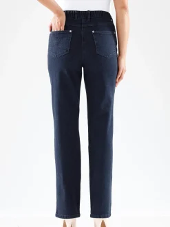 Jeans| 5-Pocket-Jeans mit innenliegendem Dehnbund darkblue