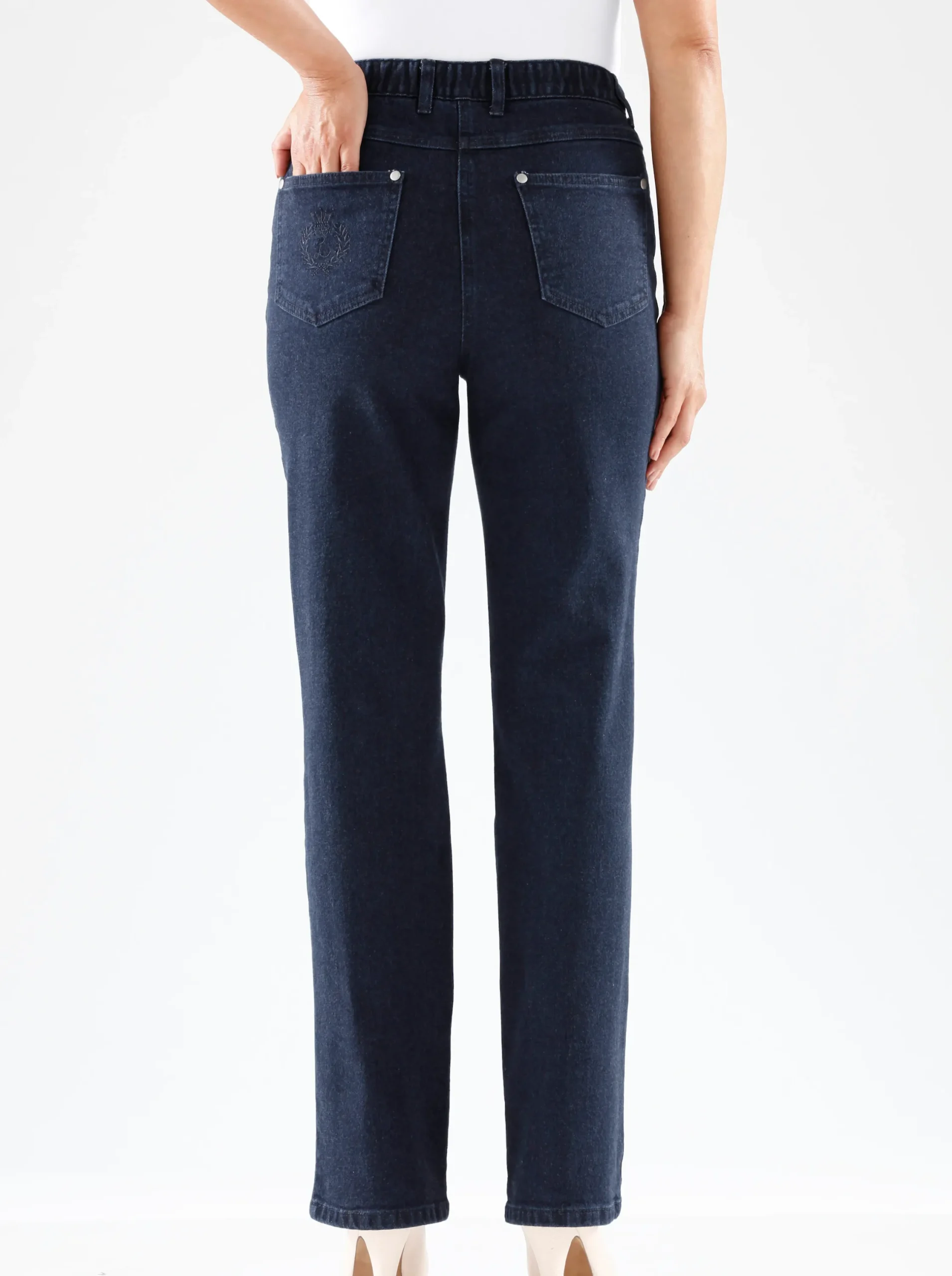 Jeans| 5-Pocket-Jeans mit innenliegendem Dehnbund darkblue
