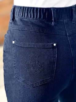 Jeans| 5-Pocket-Jeans mit innenliegendem Dehnbund darkblue