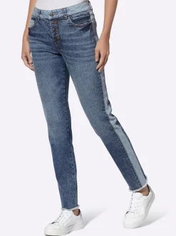 Jeans|heine 5-Pocket-Jeans mit Kontraststreifen blue-stone-washed