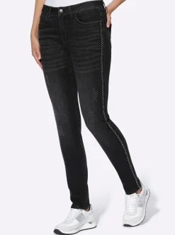 Jeans|heine 5-Pocket-Jeans mit Nieten-Verzierung seitlich blackdenim