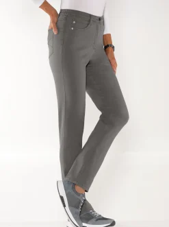 Jeans| 5-Pocket-Jeans mit seitlichem Dehnbund anthrazit