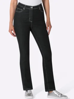Jeans| 5-Pocket-Jeans mit Stickerei-Motiv black-denim