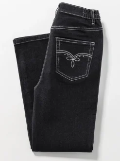 Jeans| 5-Pocket-Jeans mit Stickerei-Motiv black-denim