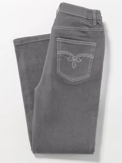 Jeans| 5-Pocket-Jeans mit Stickerei-Motiv grey-denim