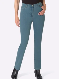 Jeans| 5-Pocket-Jeans mit Stickerei-Motiv blue-bleached