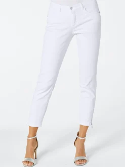 Jeans|CREATION L PREMIUM 5-Pocket-Jeans mit Strass-Applikation weiß