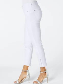 Jeans|CREATION L PREMIUM 5-Pocket-Jeans mit Strass-Applikation weiß