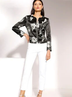 Jeans|CREATION L PREMIUM 5-Pocket-Jeans mit Strass-Applikation weiß