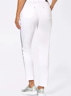 Jeans| 5-Pocket-Jeans mit streckenden Galonstreifen weiß