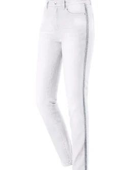 Jeans| 5-Pocket-Jeans mit streckenden Galonstreifen weiß