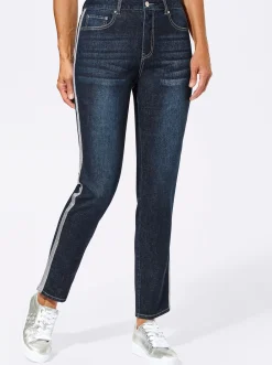 Jeans| 5-Pocket-Jeans mit streckenden Galonstreifen darkblue