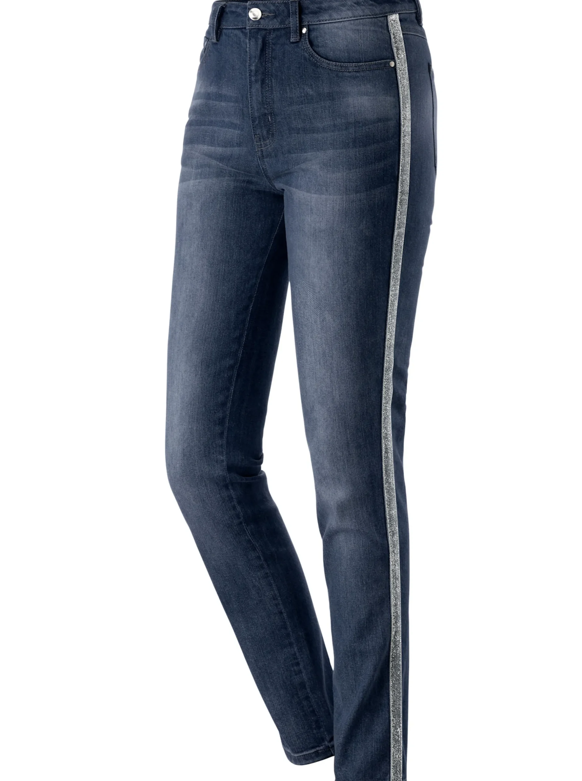 Jeans| 5-Pocket-Jeans mit streckenden Galonstreifen darkblue