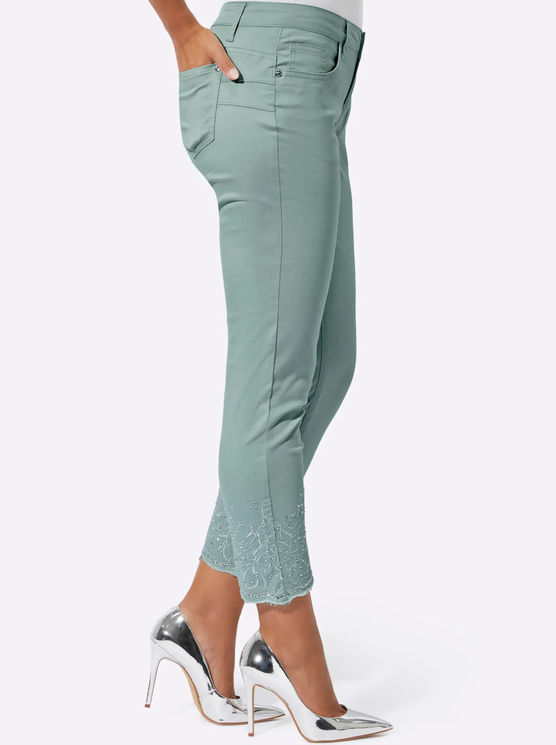 Hosen| 5-Pocket-Jeans mit Wellenkanten kalkmint