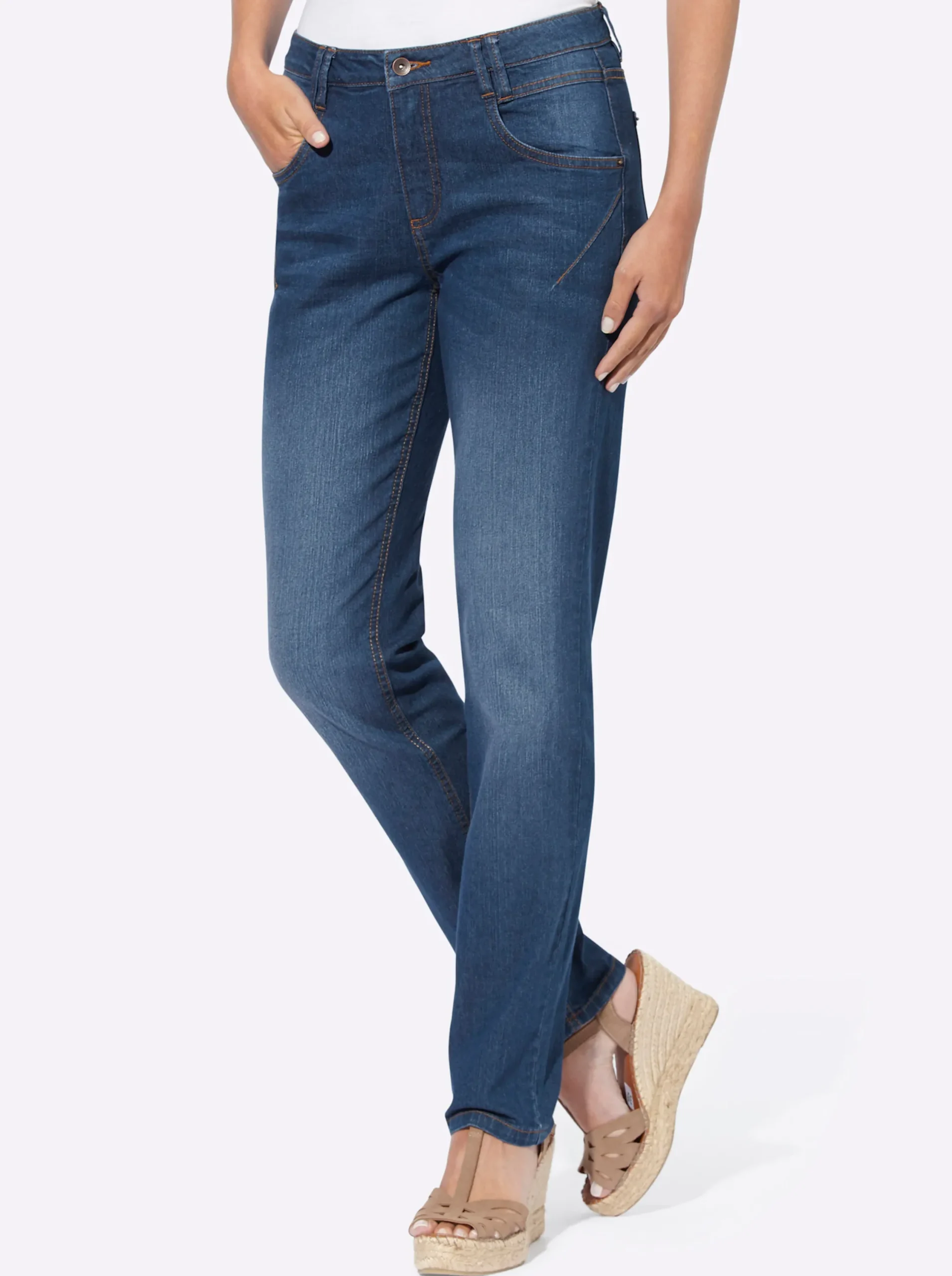 Jeans|heine 5-Pocket-Jeans mit Ziernähten blue-stone-washed