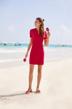 Strandkleider|heine Polokleid rot