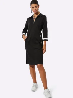 Kleider| Polokleid im hochwertigen Modal-Mix schwarz