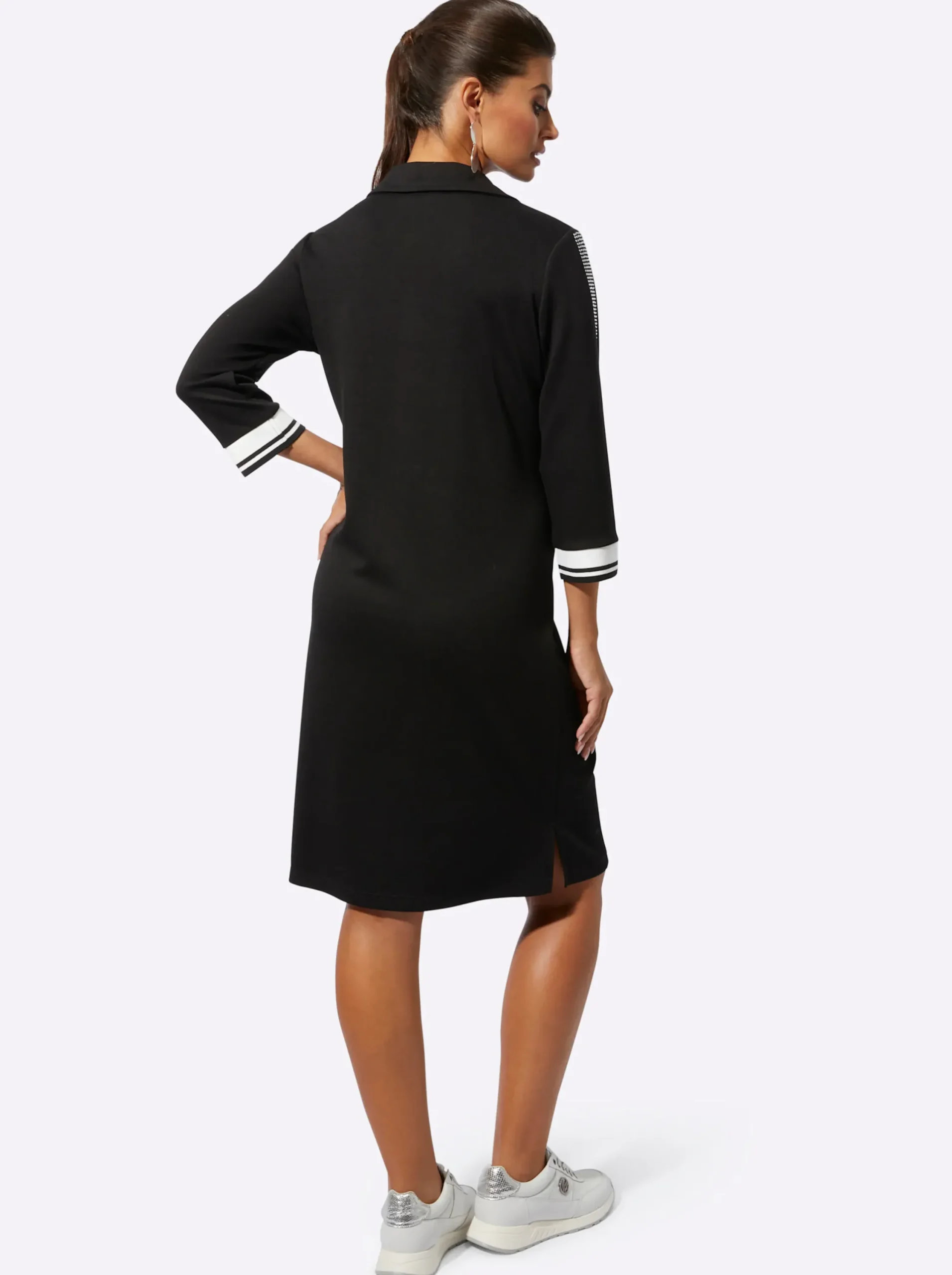 Kleider| Polokleid im hochwertigen Modal-Mix schwarz