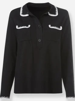 Pullover|heine Polopullover schwarz-ecru