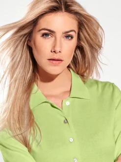 Basics|Pullover|heine Polopullover mit Knopfleiste kiwi