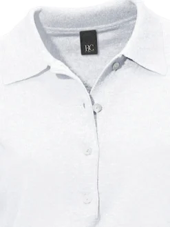 Basics|Pullover|heine Polopullover mit Knopfleiste weiß