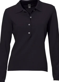 Basics|Pullover|heine Polopullover mit Knopfleiste schwarz