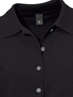Basics|Pullover|heine Polopullover mit Knopfleiste schwarz