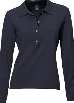 Basics|heine Polopullover mit Knopfleiste marine