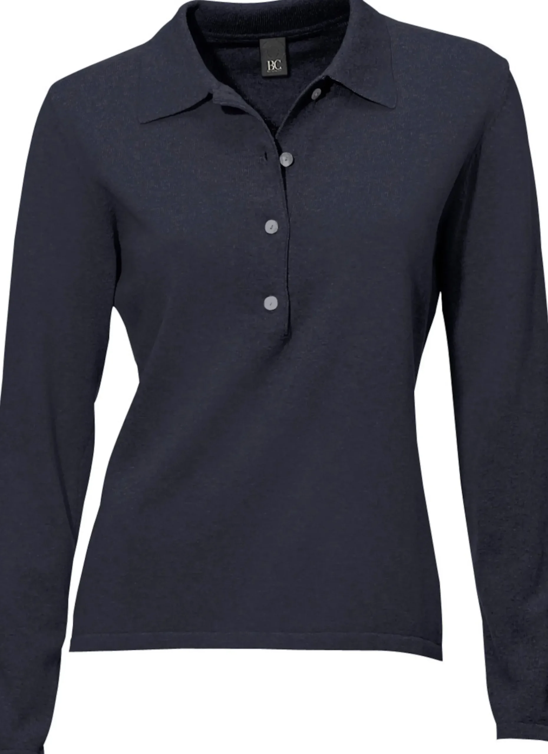 Basics|heine Polopullover mit Knopfleiste marine
