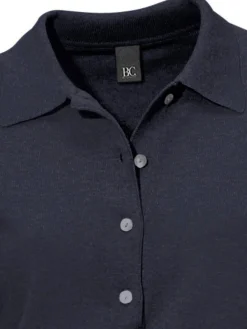 Basics|heine Polopullover mit Knopfleiste marine