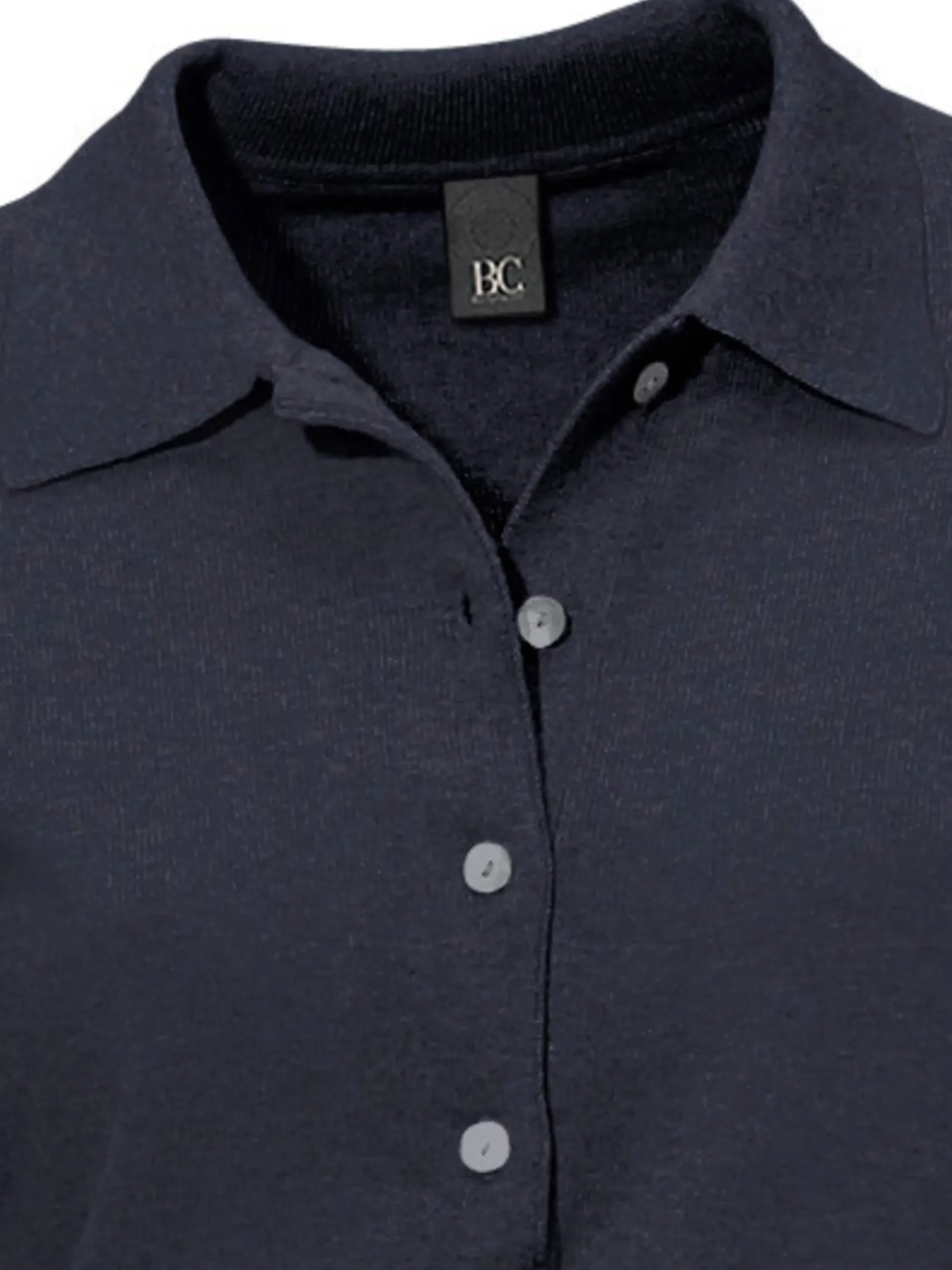 Basics|heine Polopullover mit Knopfleiste marine