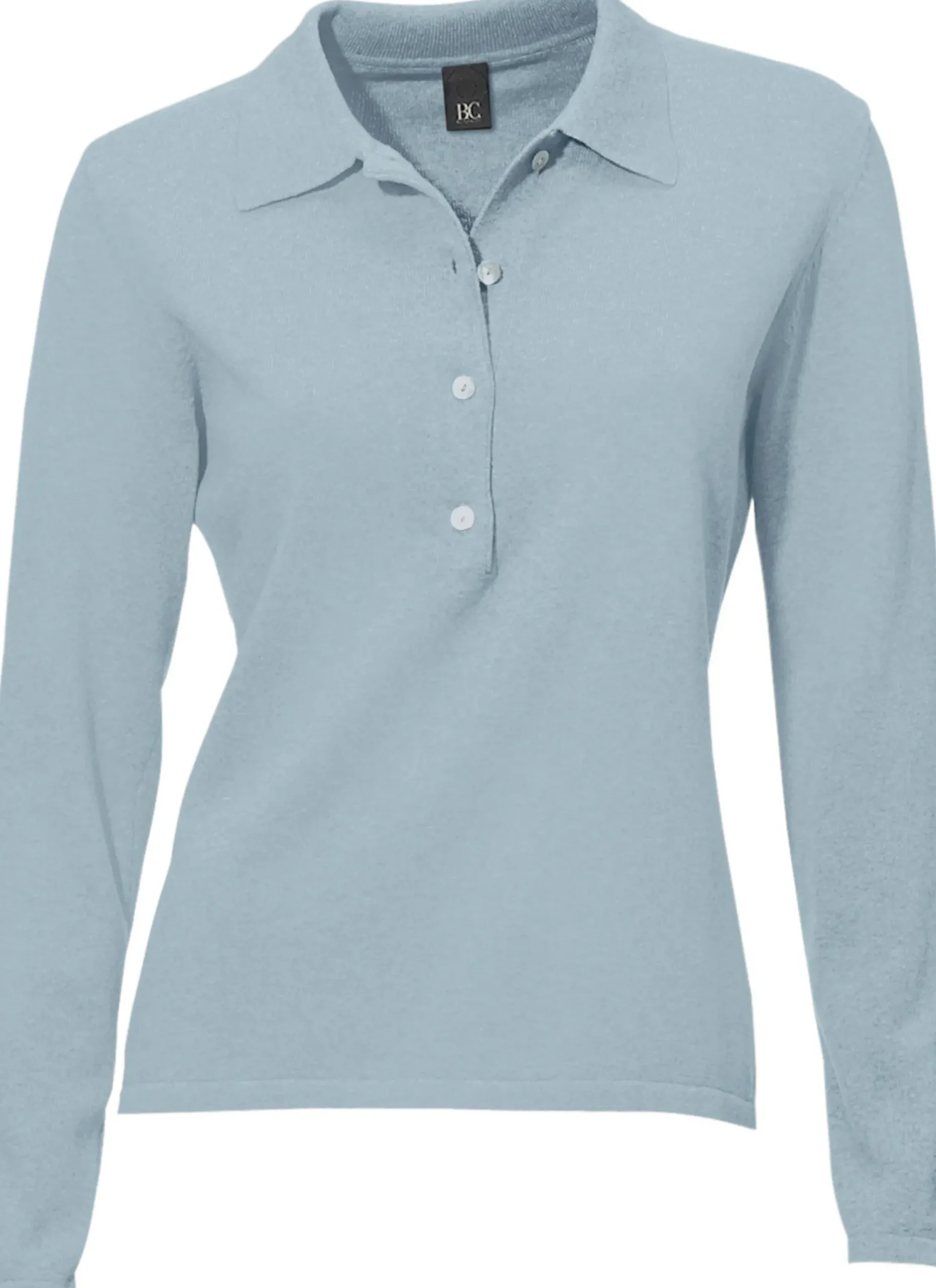 Basics|heine Polopullover mit Knopfleiste bleu