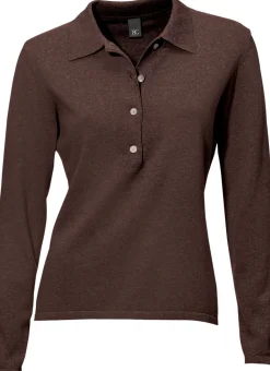 Basics|Pullover|heine Polopullover mit Knopfleiste schokobraun