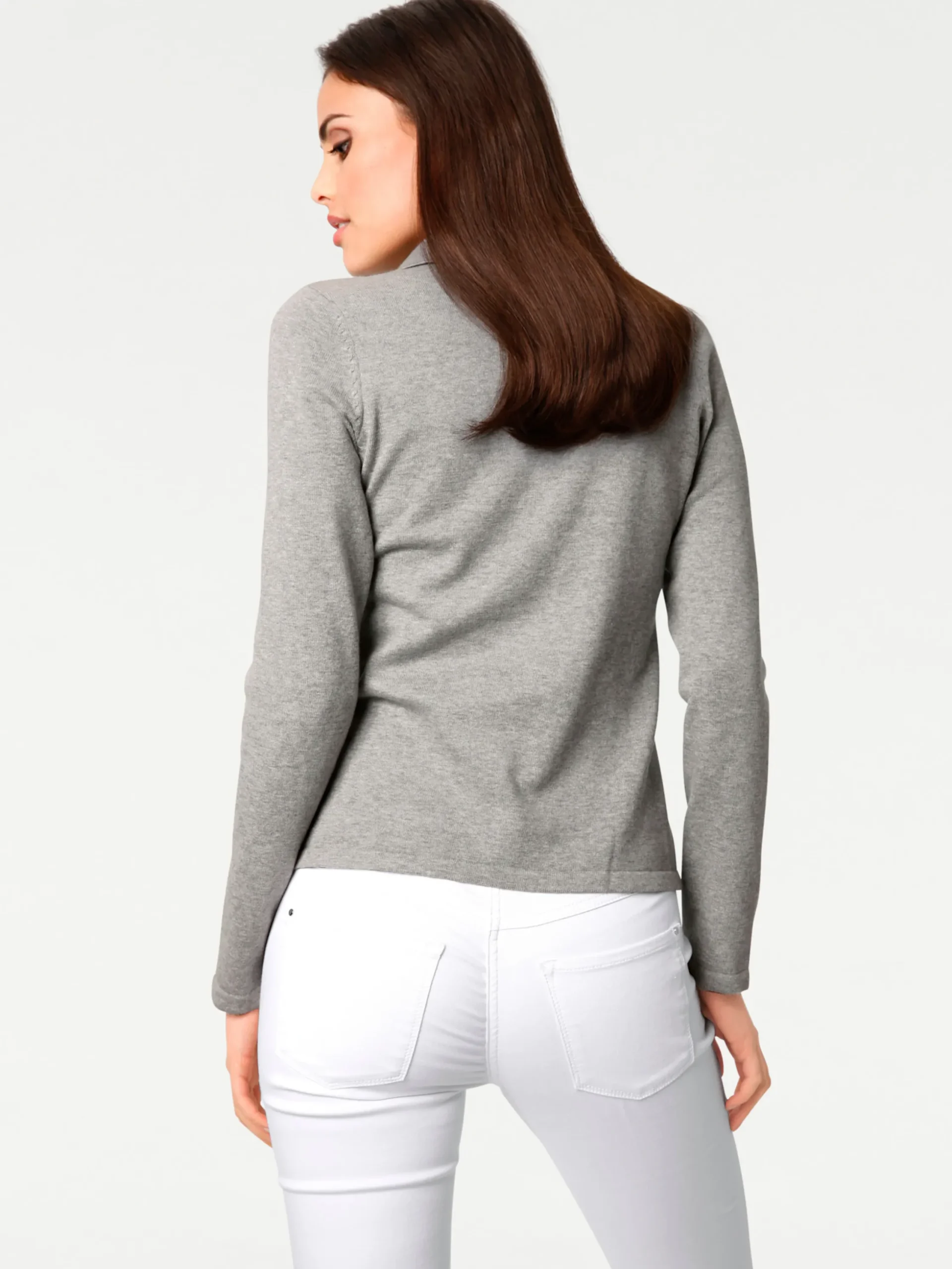 Pullover|heine Polopullover mit Knopfleiste grau-melange
