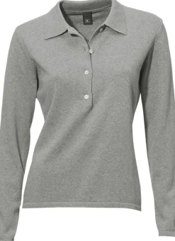 Pullover|heine Polopullover mit Knopfleiste grau-melange