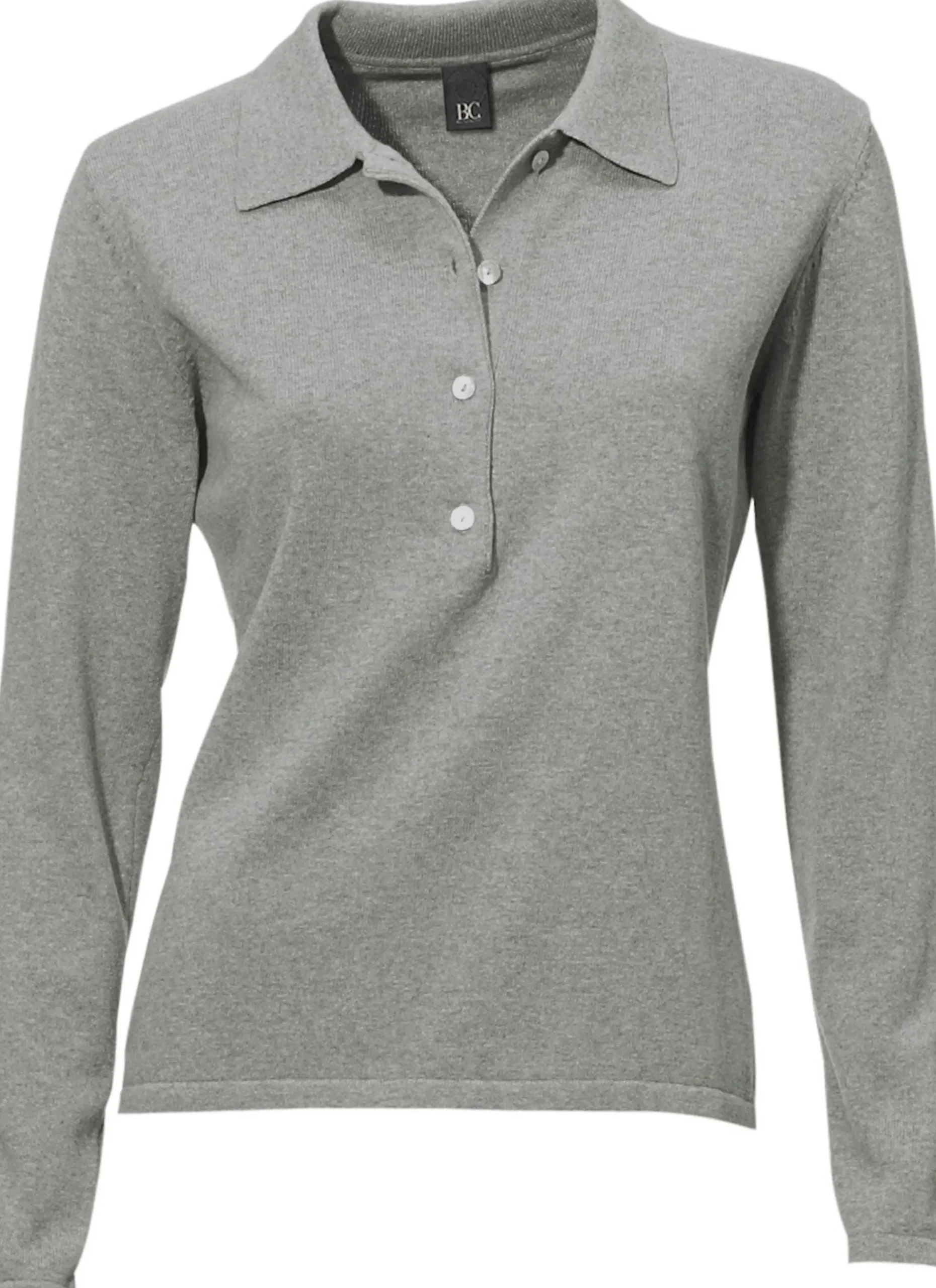 Pullover|heine Polopullover mit Knopfleiste grau-melange