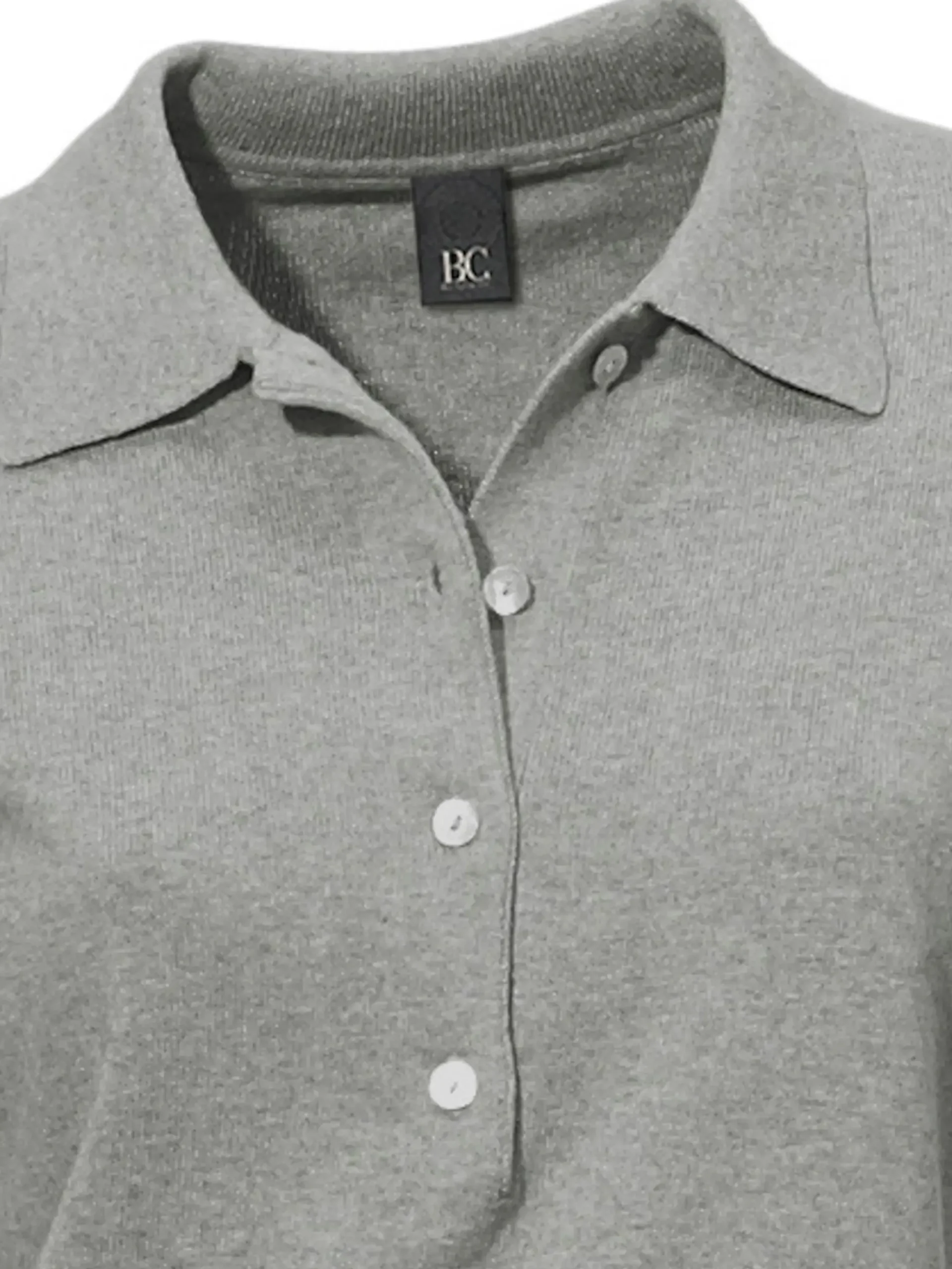 Pullover|heine Polopullover mit Knopfleiste grau-melange