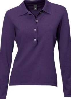 Basics|Pullover|heine Polopullover mit Knopfleiste pflaume