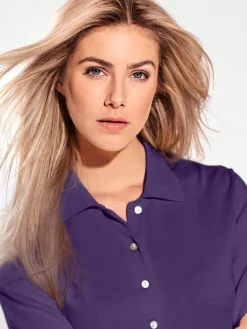 Basics|Pullover|heine Polopullover mit Knopfleiste pflaume