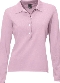 Basics|Pullover|heine Polopullover mit Knopfleiste rosé