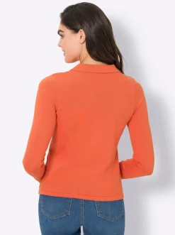 Basics|heine Polopullover mit Knopfleiste orange