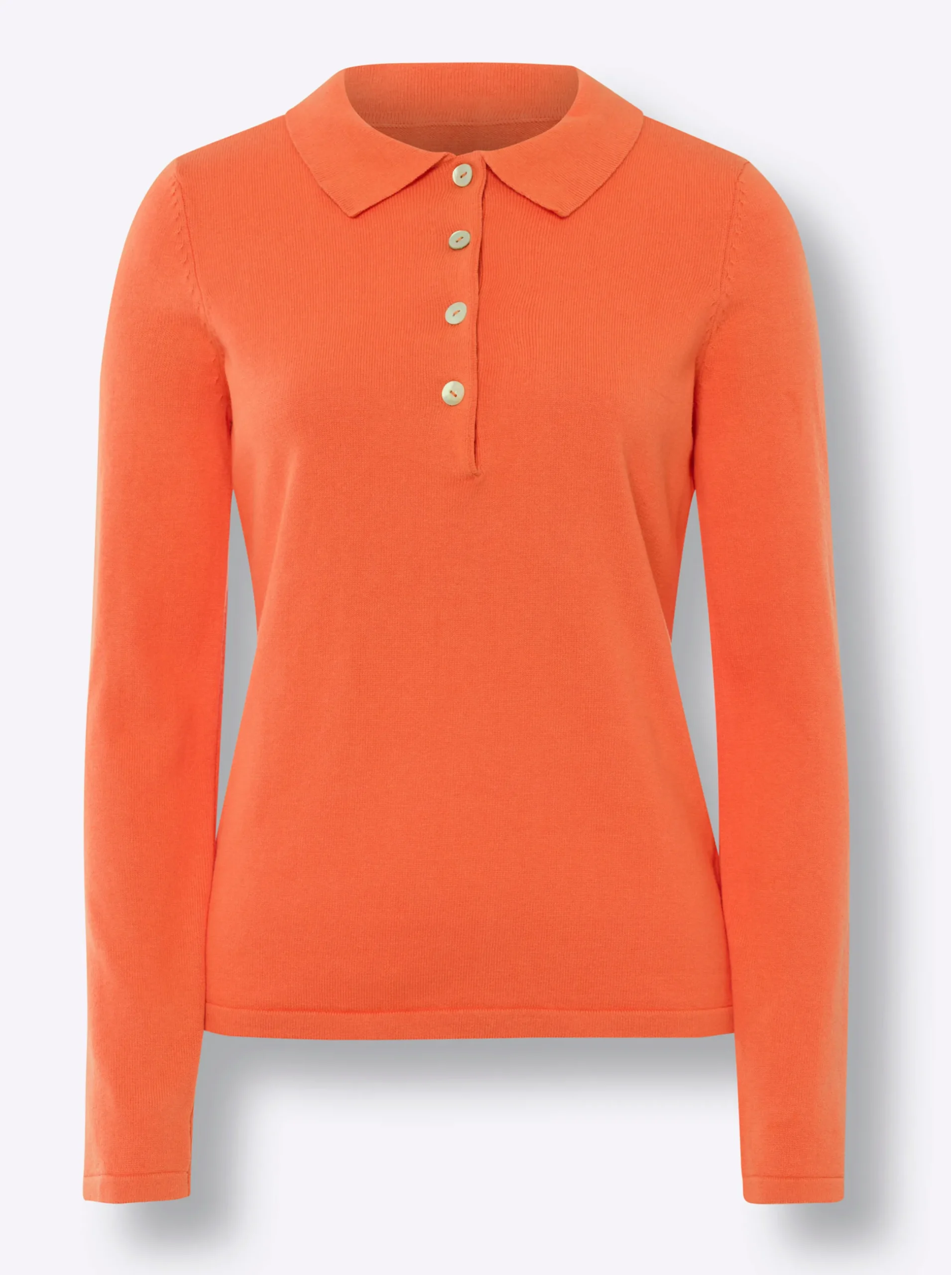 Basics|heine Polopullover mit Knopfleiste orange
