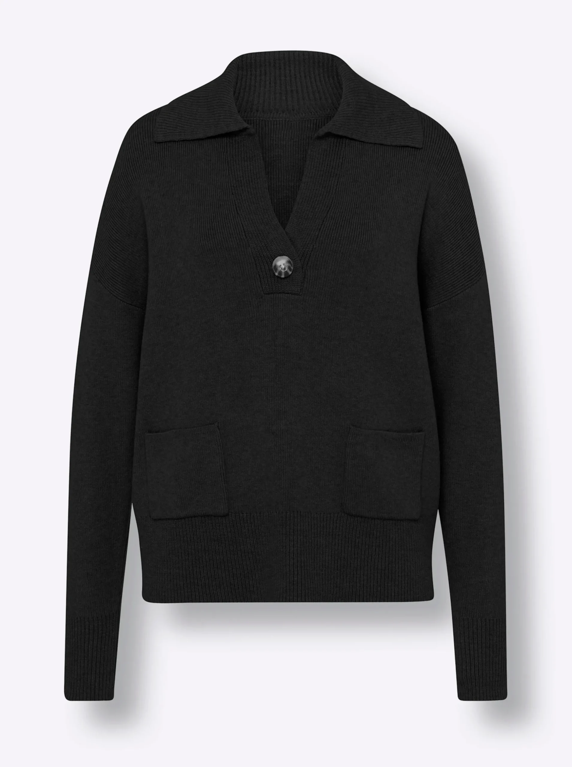 Pullover|heine Polopullover mit Taschen schwarz