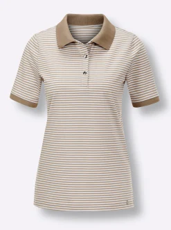 Shirts|CREATION L PREMIUM Poloshirt beige-weiß-geringelt