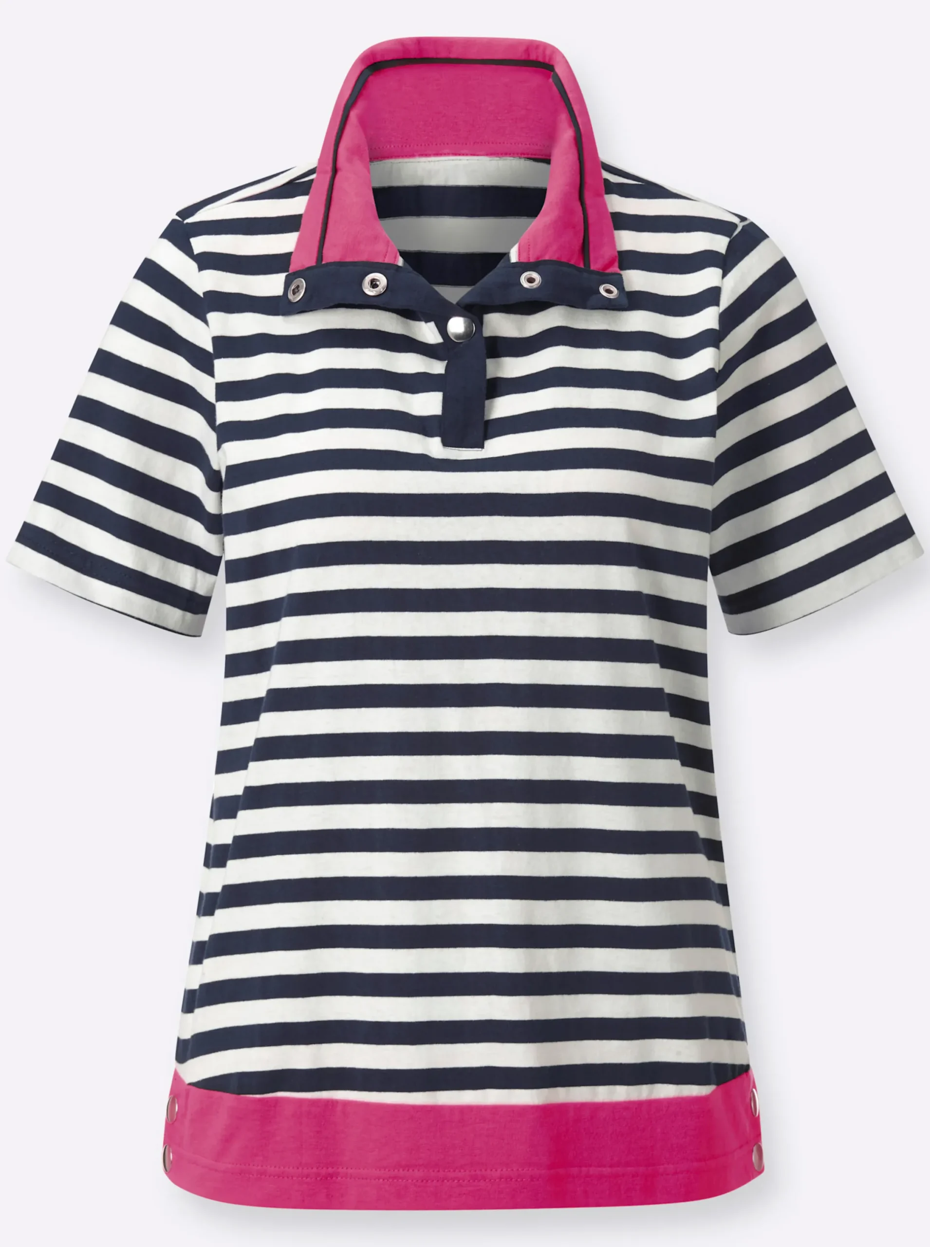 Shirts| Poloshirt marine-fuchsia