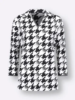 Shirts| Poloshirt schwarz-ecru-bedruckt