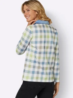 Shirts| Poloshirt im Karo-Dessin ecru-bleu-bedruckt