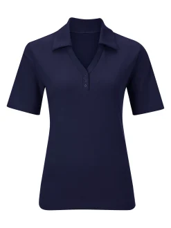 Basics|Shirts| Poloshirt mit Druckknopf-Leiste marine
